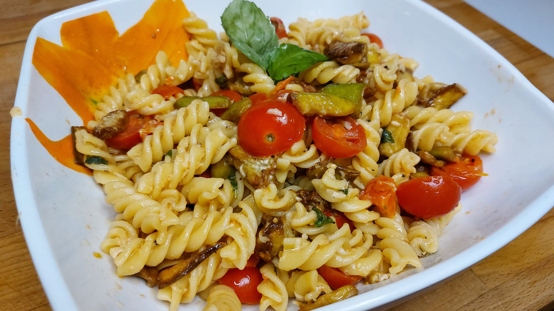 Pasta con Berenjenas_Tomate Cherry y Queso de Cabra